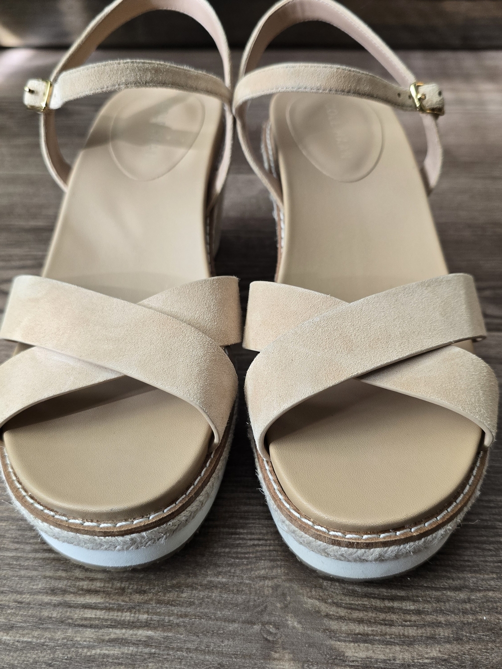 Cole Haan Sandals Womens 7 Tan Sesame CloudFeel Espadrille Wedge Comfort Boho - Picture 9 of 10